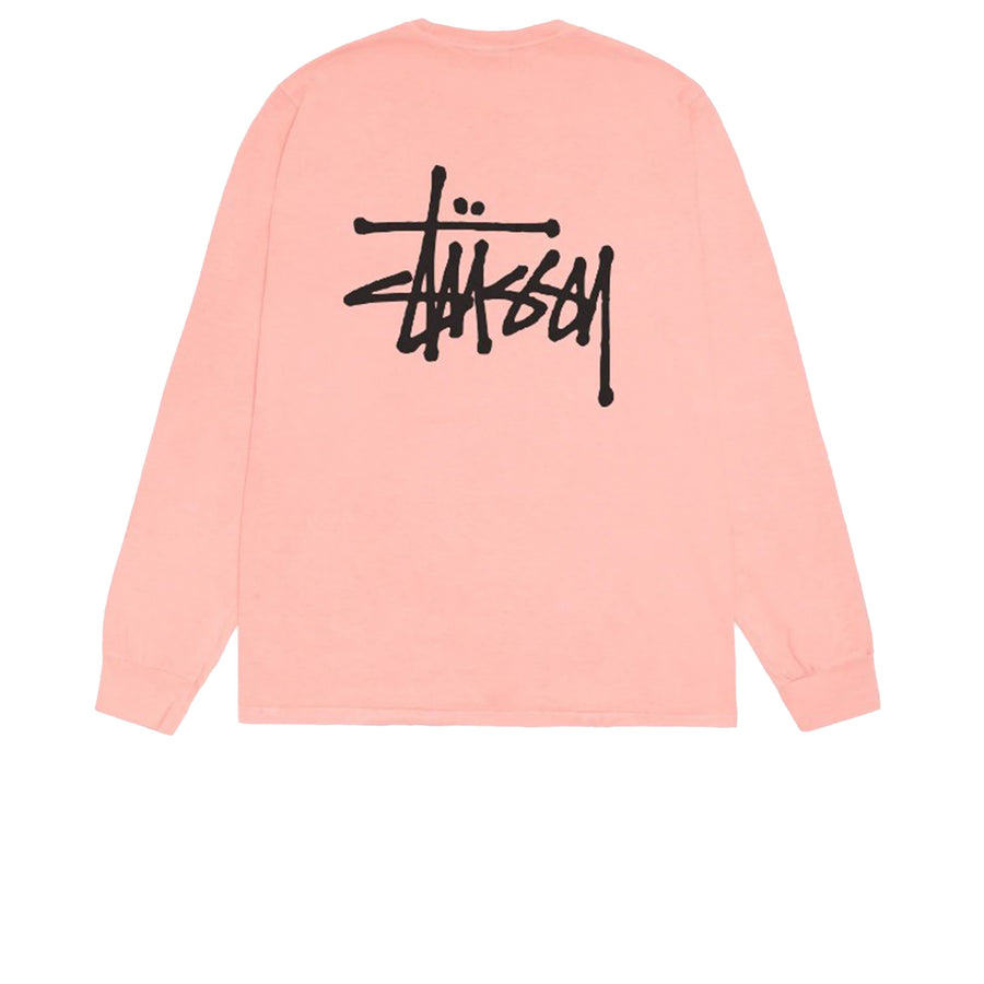 STUSSY BASIC LS TEE PIGMENT DYED CORAL