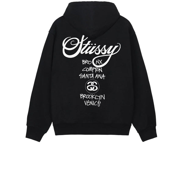 STUSSY WORLD TOUR hoodie short BLACK