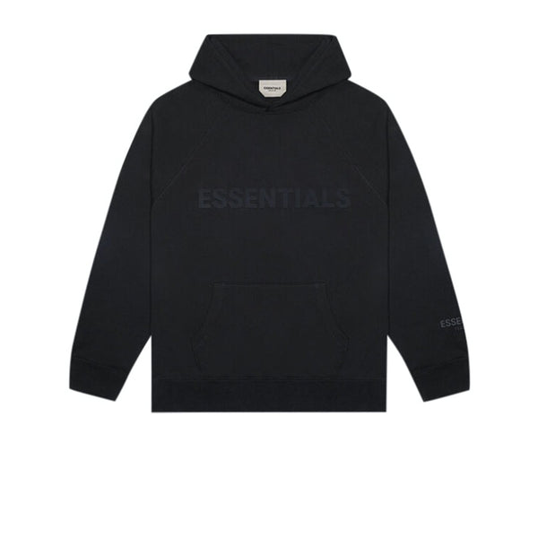FEAR OF GOD ESSENTIALS 3D SILICON APPLIQUE PULLOVER HOODIE DARK SLATE STRETCH LIMO BLACK SS20