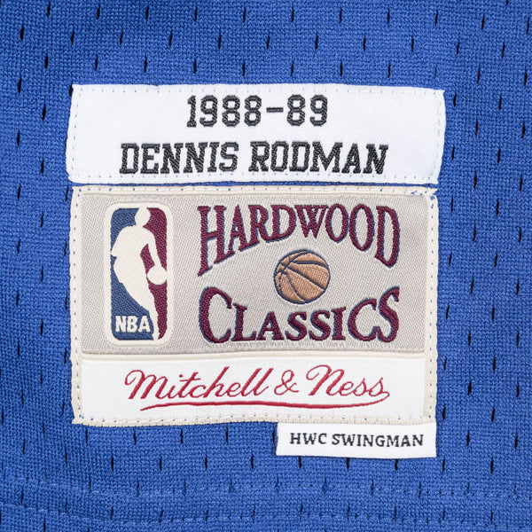MITCHELL & NESS NBA HARDWOOD CLASSIC SWINGMAN DETROIT PISTONS DENNIS RODMAN ROAD 1988-89 JERSEY BLUE