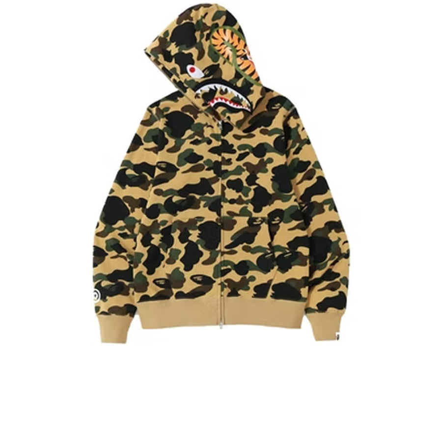 BAPE 1ST CAMO SHARK WGM FULL ZIP HOODIE YELLOW