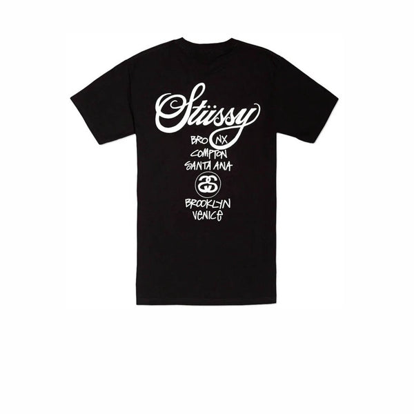 STUSSY WORLD TOUR TEE BLACK - Stay Fresh