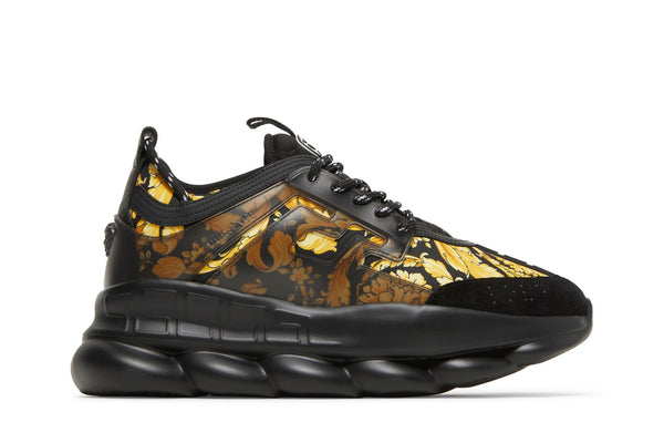 VERSACE VERSACE CHAIN REACTION TRAINER BAROCCO PRINT - BLACK