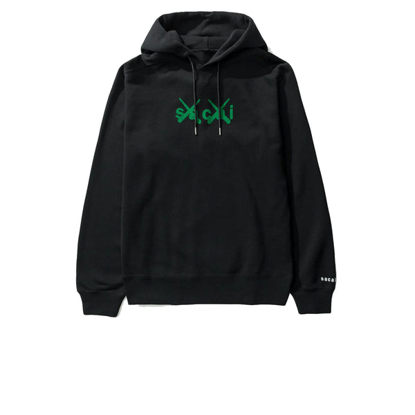 KAWS X SACAI FLOCK PRINT SWEATSHIRT BLACK FW21