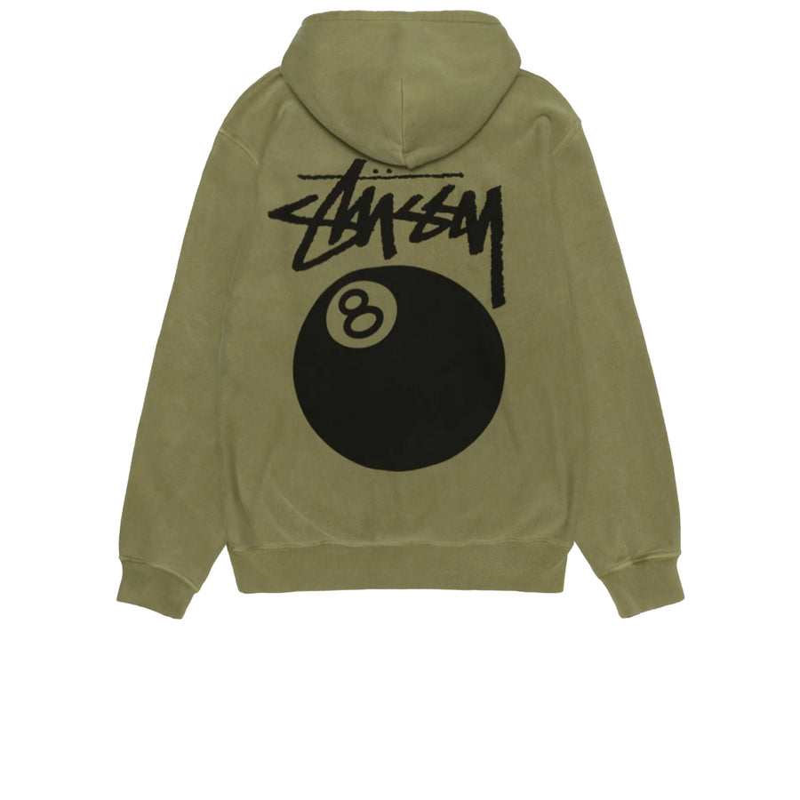 STUSSY 8 BALL ZIP HOODIE PIGMENT DYED OLIVE