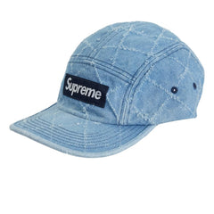 SUPREME PUNCHED DENIM CAMP CAP WASHED INDIGO FW23