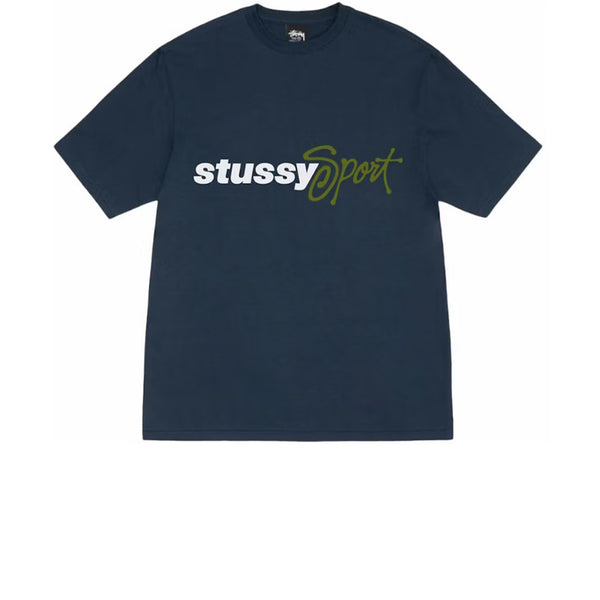 STUSSY SPORT SCRIPT TEE NAVY SS24