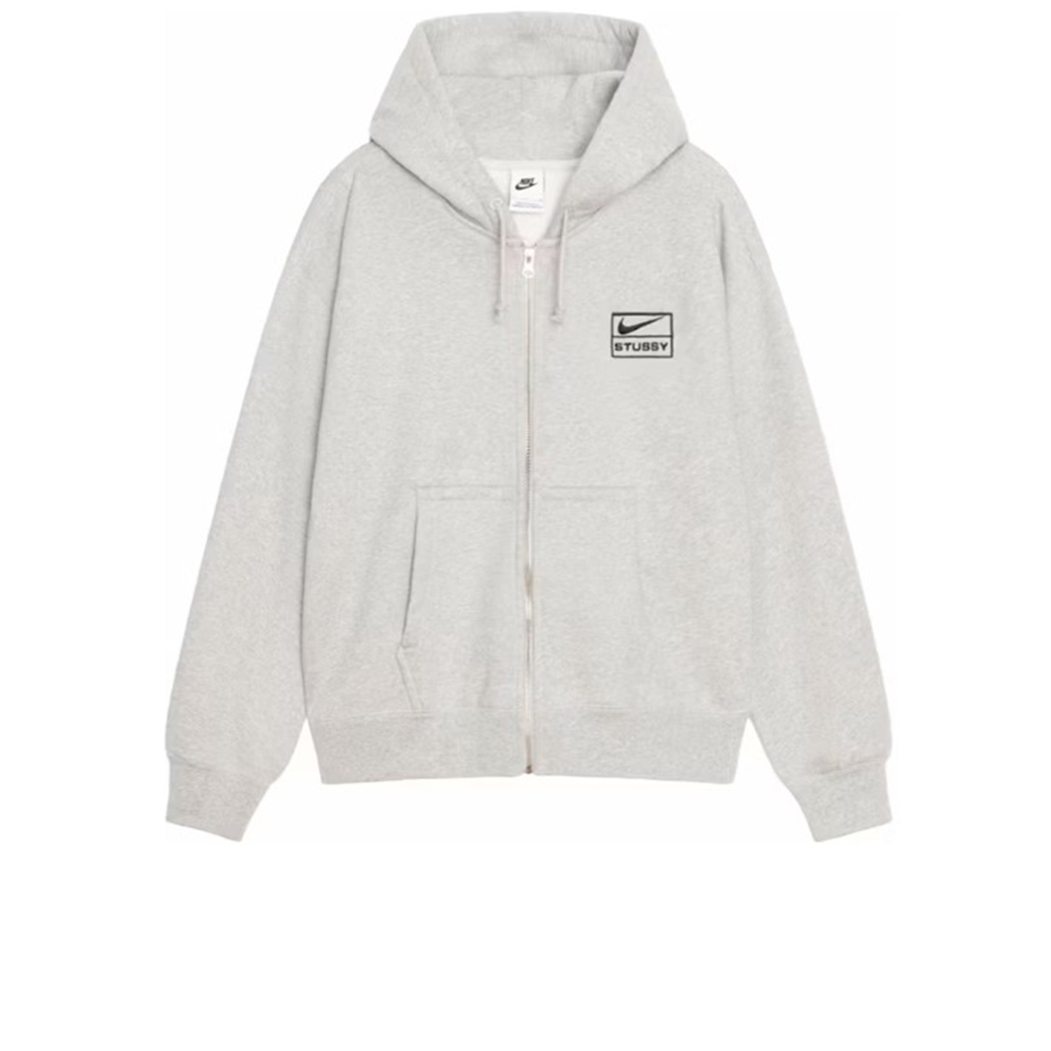 ★Nike x Stussy Full Zip Fleece Hoodie Grey Heather ★ STUSSY X NIKE FLEECE ZIP HOODIE GREY HEATHER SS24 - Stay Fresh