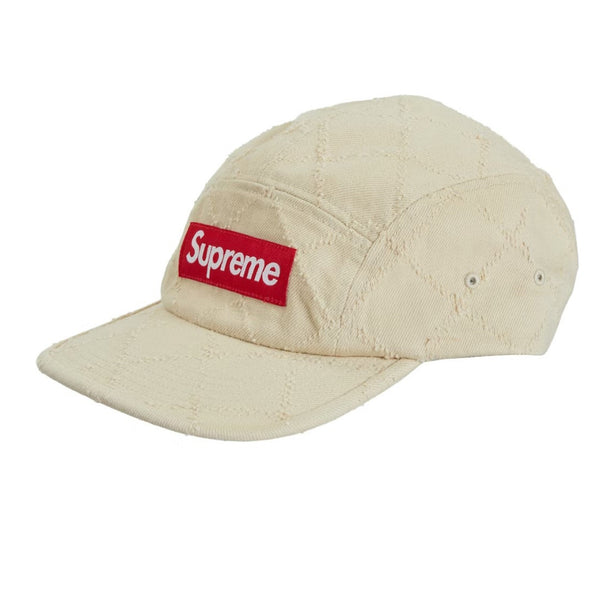 SUPREME PUNCHED DENIM CAMP CAP DYED BEIGE FW23