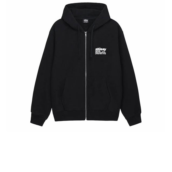 Black stussy zip up hoodie best sale