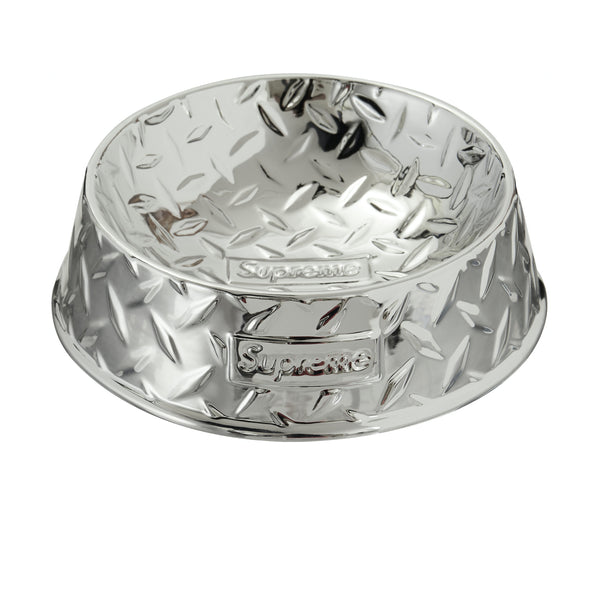 Diamond Plate Dog Bowl Silver-