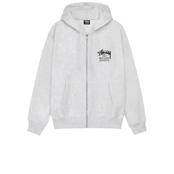 STUSSY DSM LOS ANGELES ZIP UP HOODIE ASH HEATHER