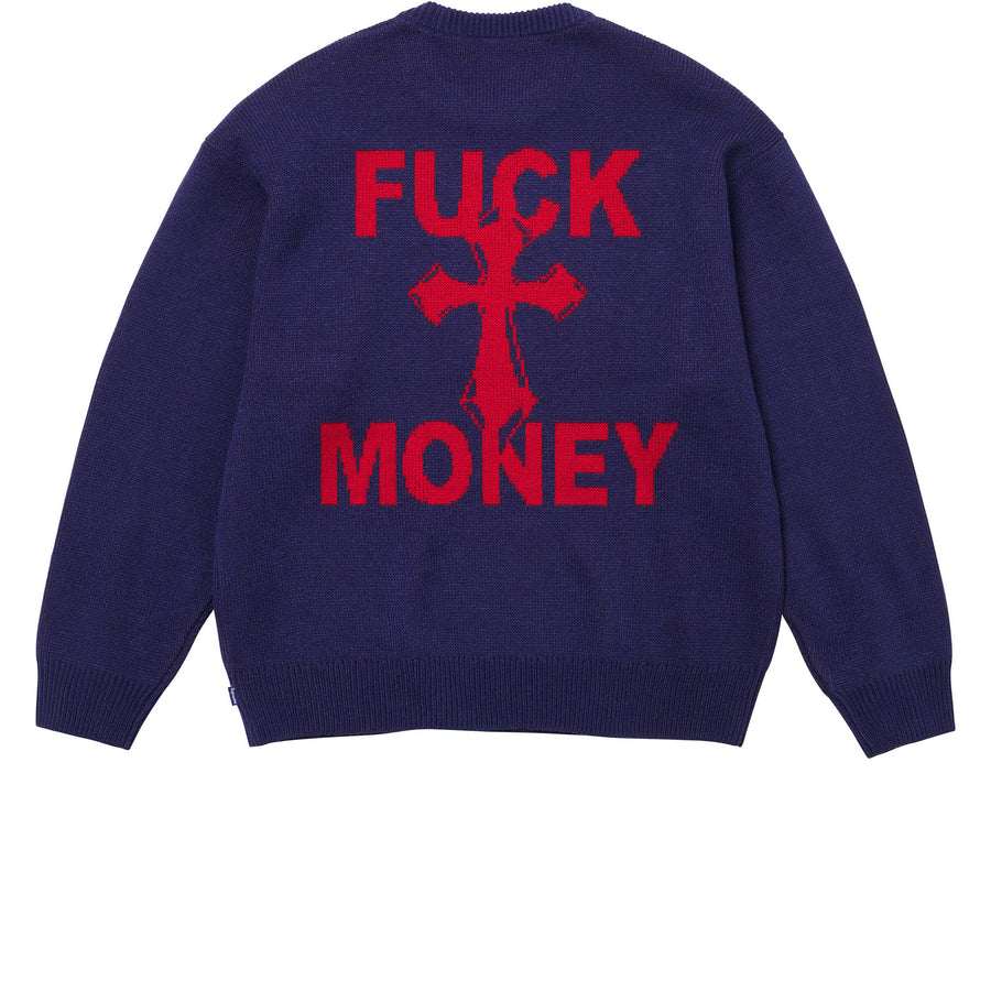 SUPREME FUCK MONEY SWEATER NAVY FW24