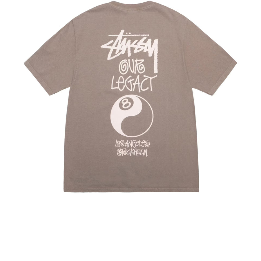 STUSSY X OUR LEGACY WORK SHOP 8 BALL YIN YANG PIGMENT DYED TEE TAUPE