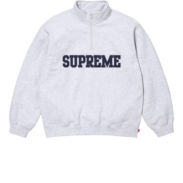 SUPREME COLLEGIATE HALF ZIP PULLOVER ASH GREY FW24