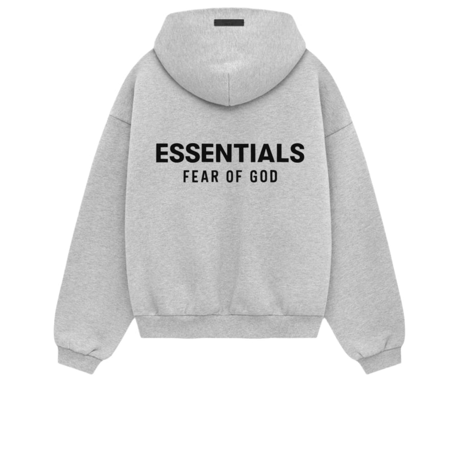FEAR OF GOD ESSENTIALS KIDS FLEECE HOODIE LIGHT HEATHER GRAY FW24