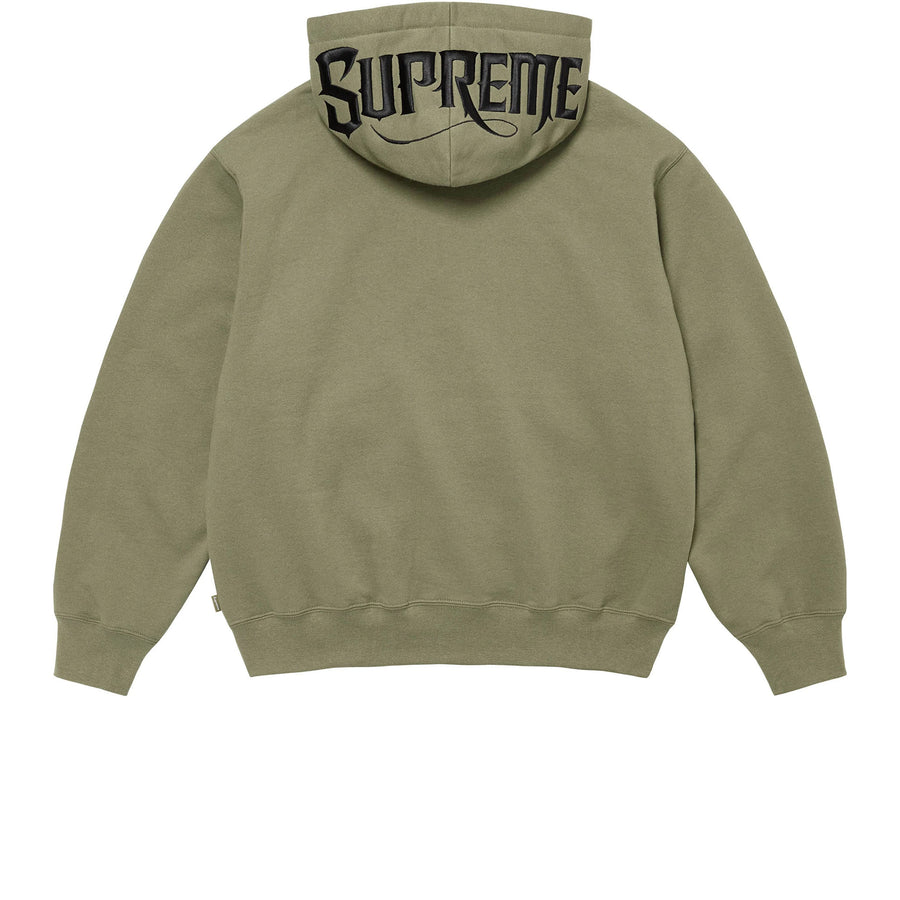 SUPREME MISTER CARTOON ZIP UP HOODED SWEATSHIRT LIGHT OLIVE FW24