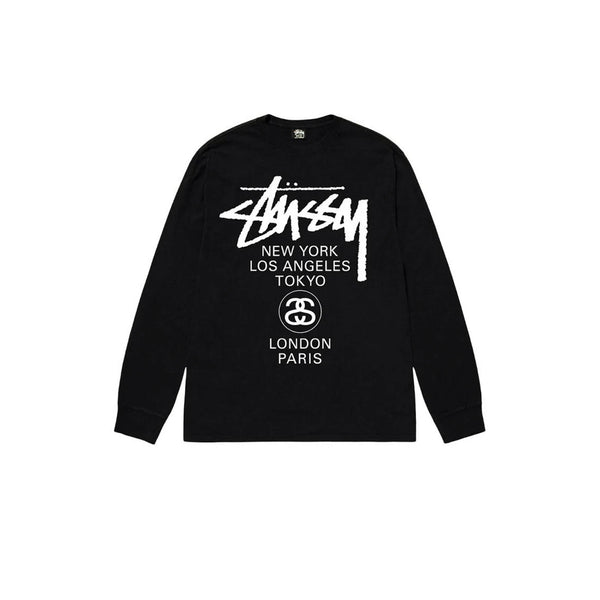 STUSSY WORLD TOUR LS TEE BLACK - HotelomegaShops