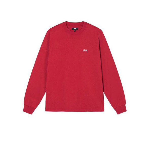 STUSSY STOCK LOGO LS CREWNECK RED