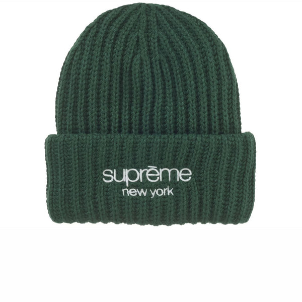 SUPREME CLASSIC LOGO CHUNKY RIBBED BEANIE DARK GREEN FW24 Stay Fresh