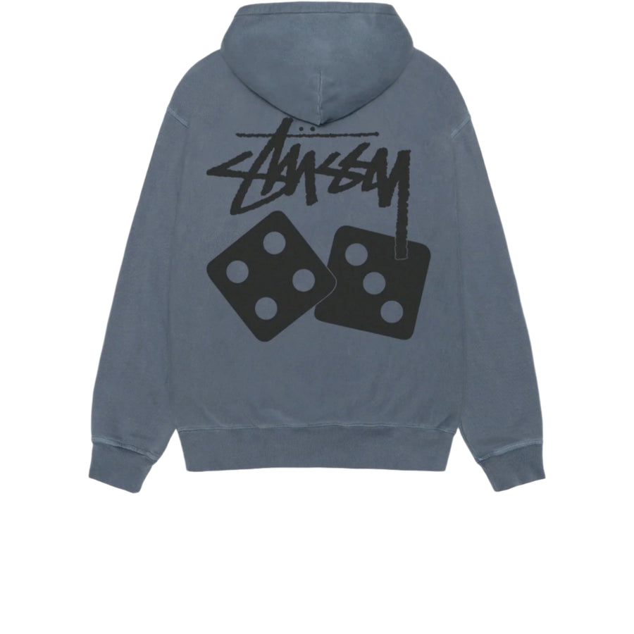 STUSSY DICE PIGMENT DYED ZIP HOODIE NAVY