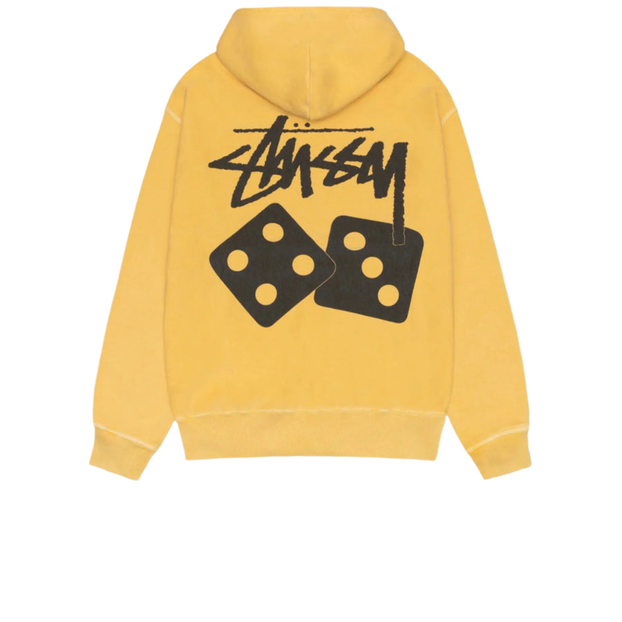 STUSSY DICE PIGMENT DYED HOODIE YELLOW