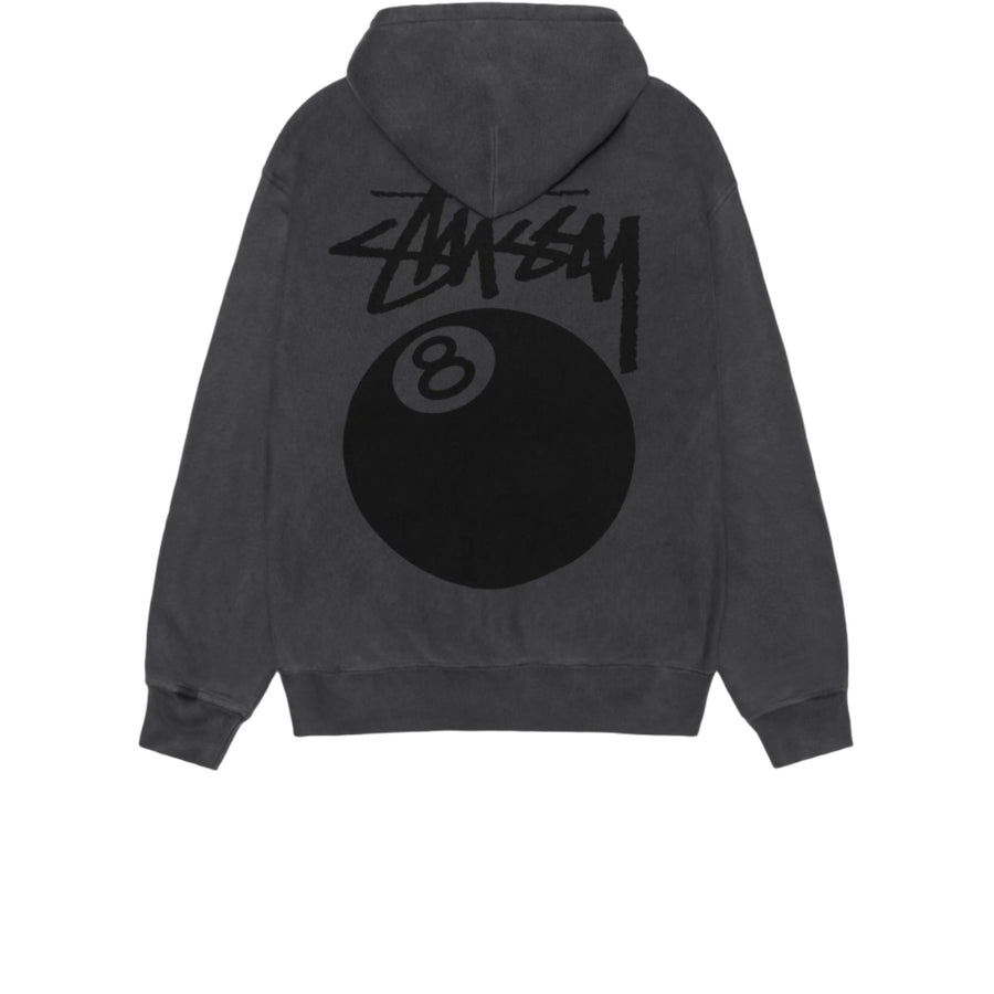 STUSSY 8 BALL PIGMENT DYED HOODIE BLACK