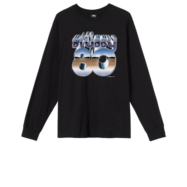 STUSSY 80 CHROME LS TEE BLACK