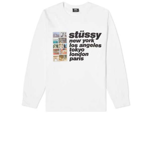 STUSSY ITALIC COLLAGE LS TEE WHITE