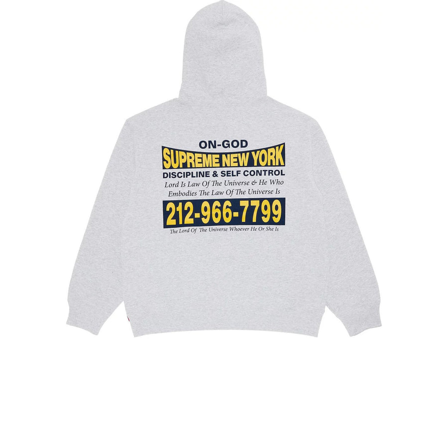 SUPREME ON GOD HOODED SWEATSHIRT ASH GREY FW24