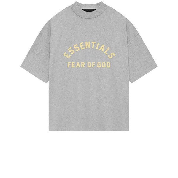 FEAR OF GOD ESSENTIALS HEAVY JERSEY CREWNECK TEE LIGHT HEATHER GREY SS24