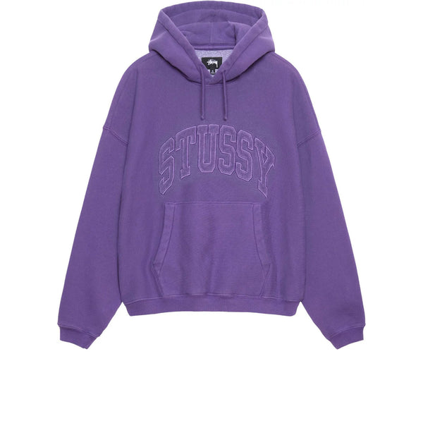 STUSSY EMBROIDERED RELAXED HOODIE PURPLE