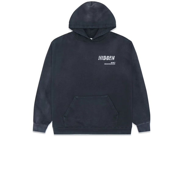 HIDDEN ERODED H LOGO HOODIE VINTAGE WASH BLACK - herno logo