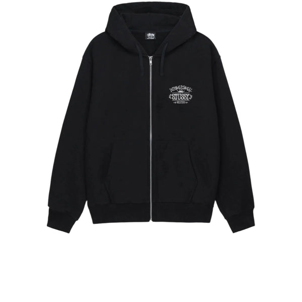 STUSSY WORLDWIDE ZIP HOODIE BLACK