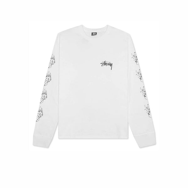 STUSSY FIRE DICE LS TEE WHITE - Stay Fresh