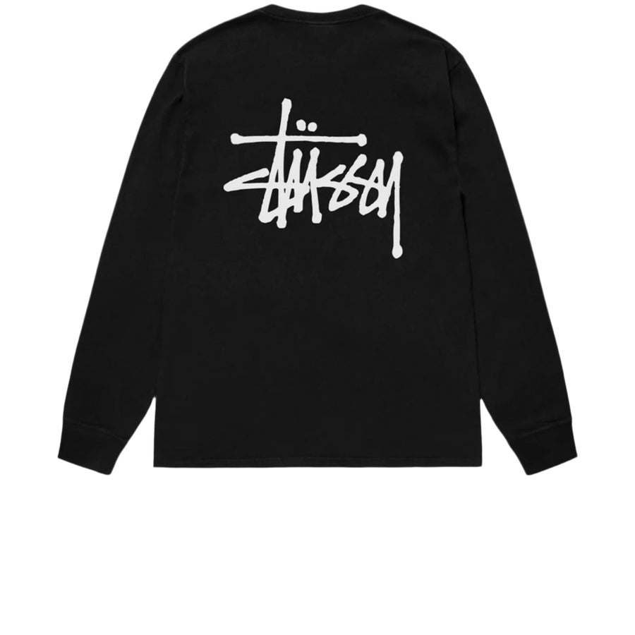 STUSSY BASIC STUSSY PIGMENT DYED LS TEE BLACK