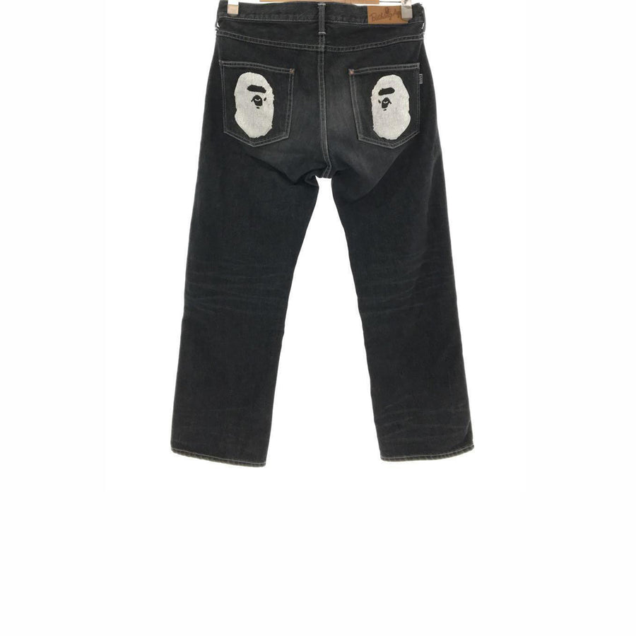 A BATHING APE APE HEAD RELAXED FIT DENIM PANT BLACK