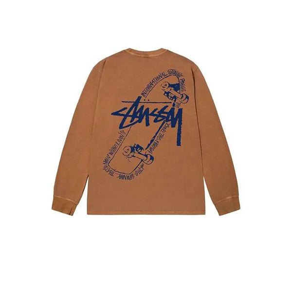 STUSSY SKATE POSSE PIGMENT DYED LS TEE ALMOND - Stay Fresh