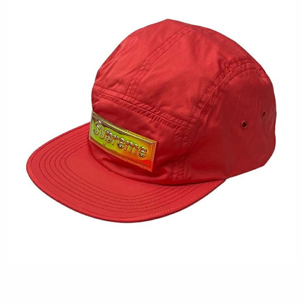 SUPREME IRIDESCENT LOGO CAMP CAP RED SS17
