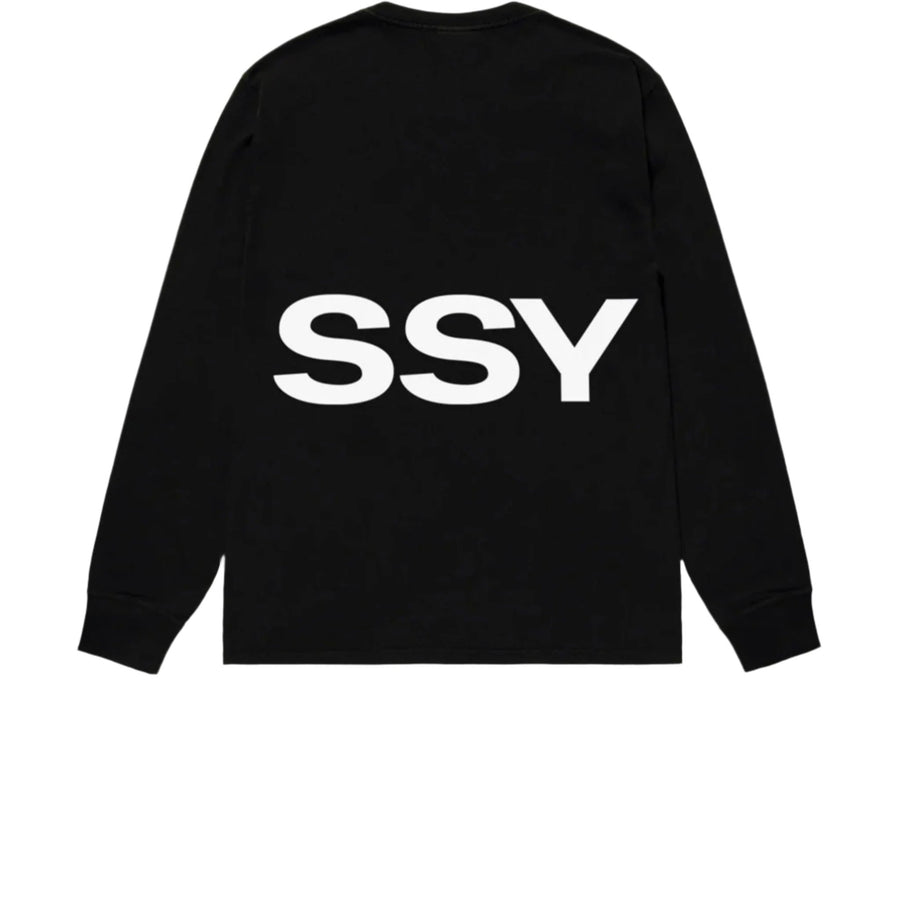 STUSSY ALL CAPS LONG SLEEVE TEE BLACK