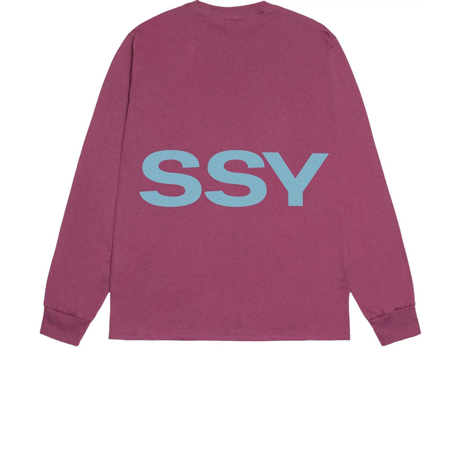 STUSSY ALL CAPS LONG SLEEVE TEE BERRY