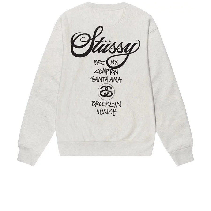 STUSSY WORLD TOUR CREW ASH HEATHER