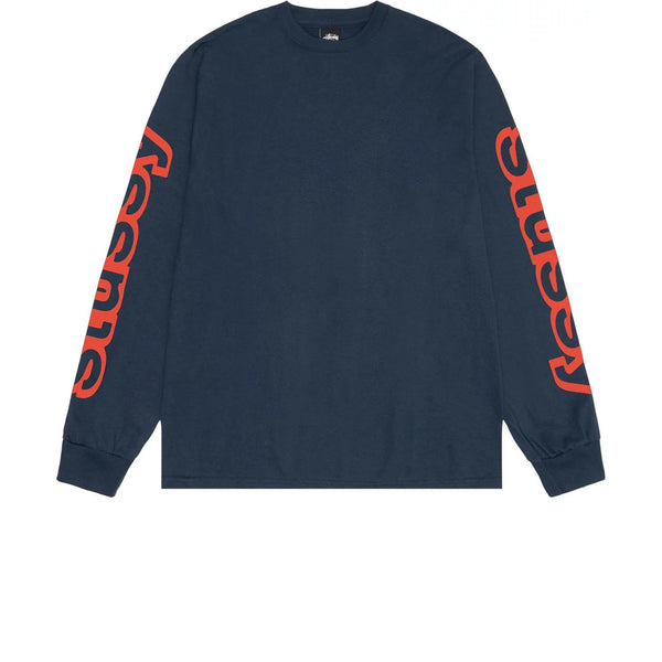 STUSSY SIDEWAYS LONG-SLEEVE TEE NAVY