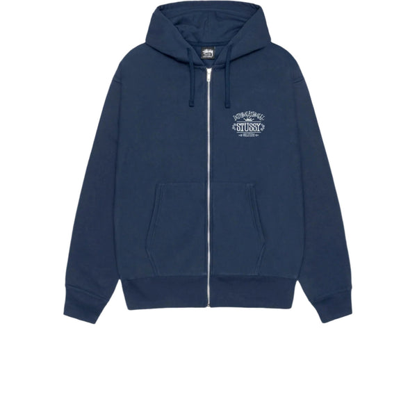 STUSSY WORLDWIDE ZIP HOODIE NAVY