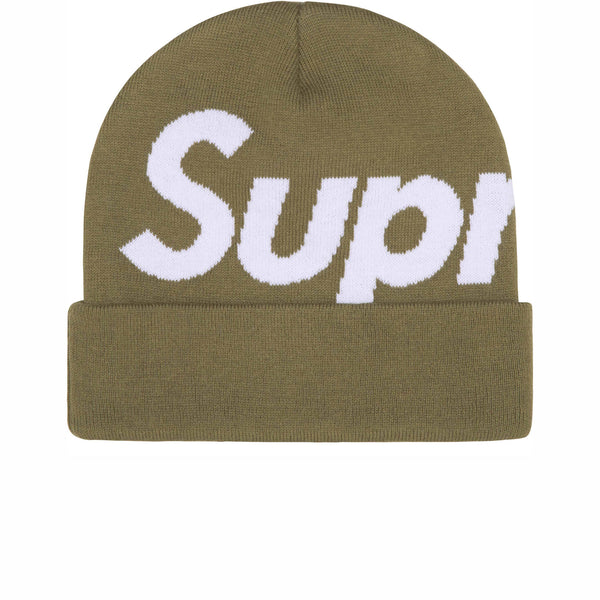 SUPREME BIG LOGO BEANIE LIGHT OLIVE FW24