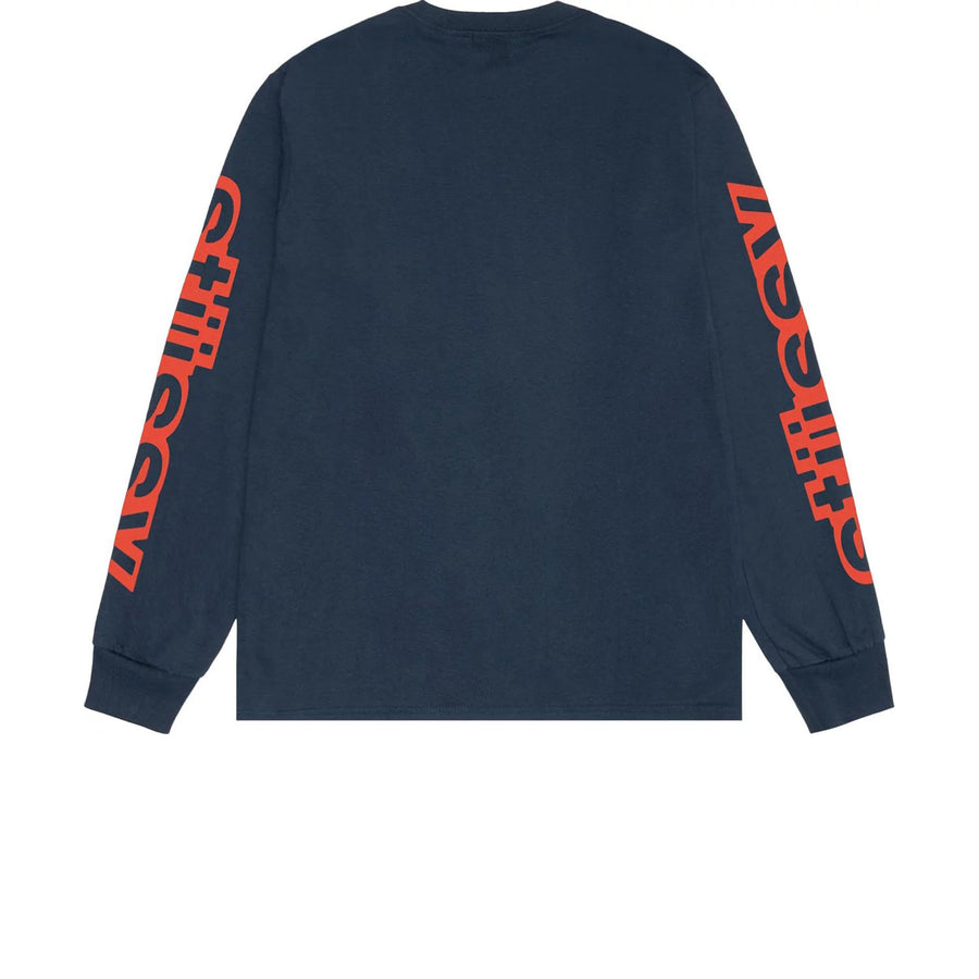 STUSSY SIDEWAYS LONG-SLEEVE TEE NAVY