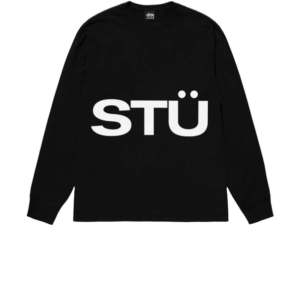 STUSSY ALL CAPS LONG SLEEVE TEE BLACK