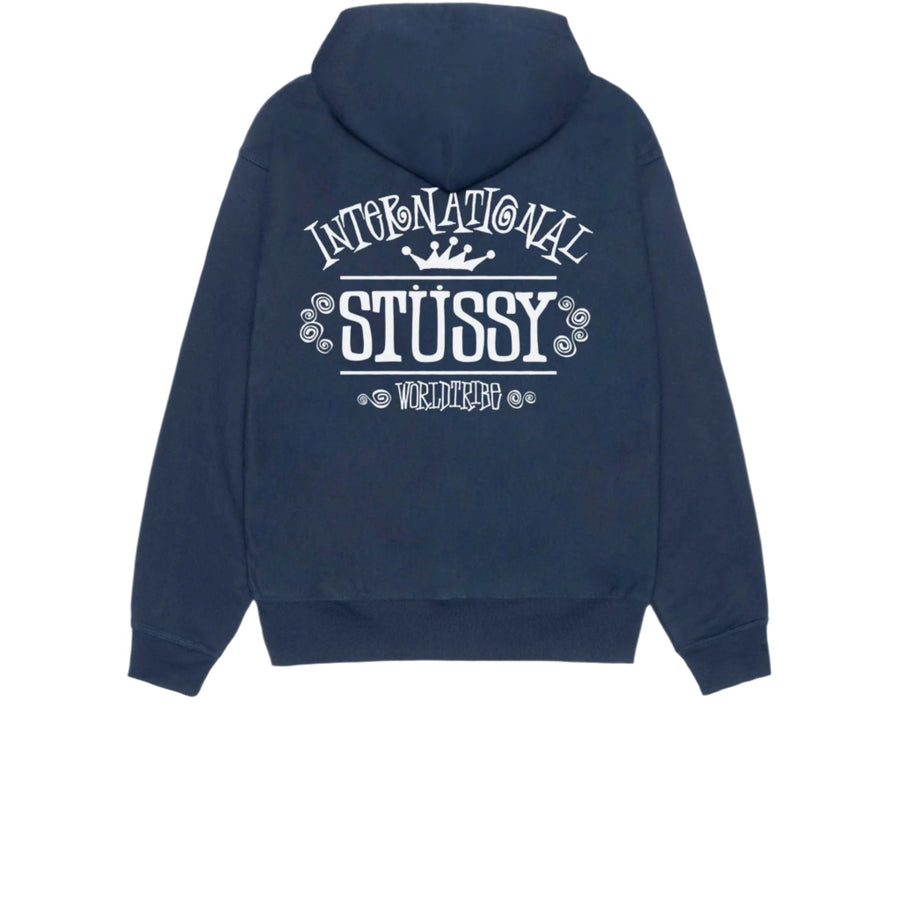 STUSSY WORLDWIDE ZIP HOODIE NAVY