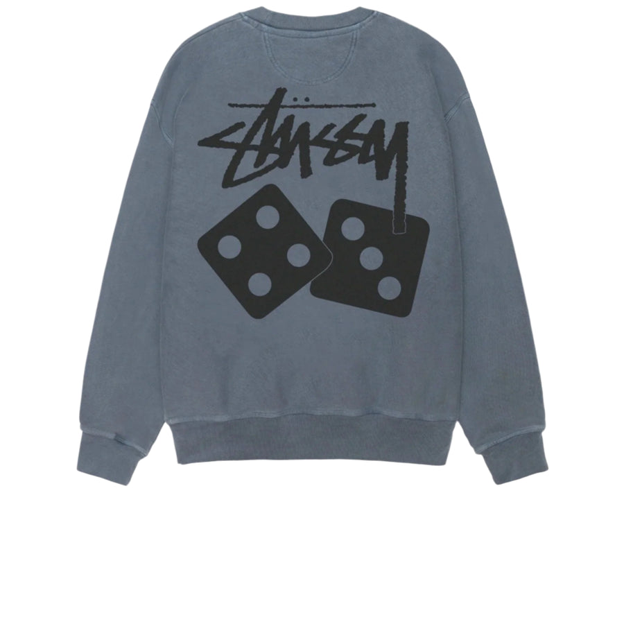 STUSSY DICE PIGMENT DYED CREWNECK NAVY