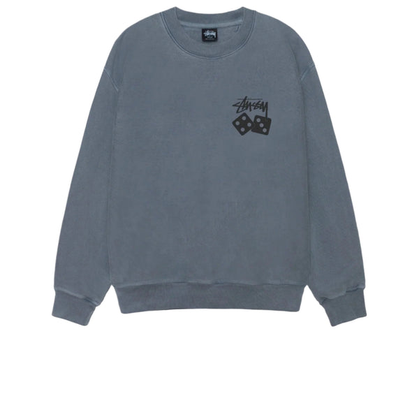 STUSSY DICE PIGMENT DYED CREWNECK NAVY